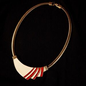 Trifari vintage art deco style bib choker necklace